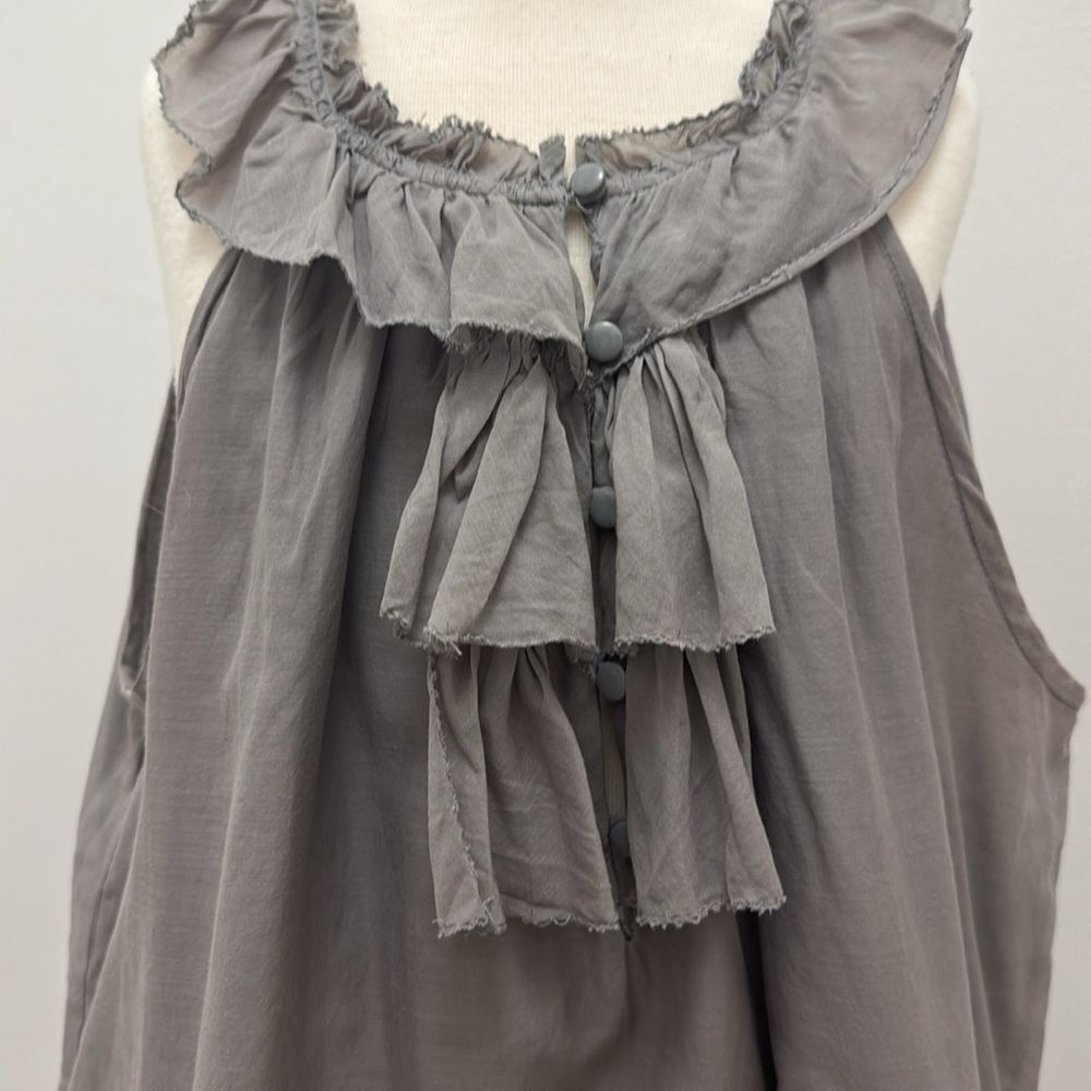J. Crew 100% silk layered lined ruffle sleeveless gray size medium - Picture 2 of 8